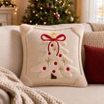 thumbnail image 4 of Christmas Pillow Covers, 18x18 Inch Christmas Embroidered Bow Tree Pillow Cover, Plush Tufted Christmas Tree Pillow Covers, Fall Decor Cute Festive Cushion Covers Durable, 4 of 6