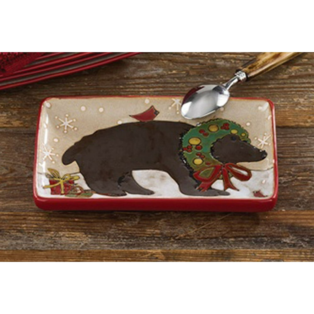 Wonderland Spoon Rest, Ceramic Christmas Spoon Rest By Park Designs