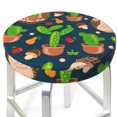thumbnail image 3 of Balery Cute Hedgehogs Cactus Blue Fundas de asiento para taburete de bar redondo de tela de terciopelo ajustables que protegen de arañazos y manchas para sillas de 14 a 17 pulgadas.-12 inch, 3 of 7