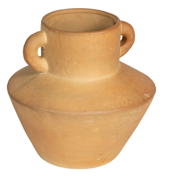 Bloomingville Round Stoneware Vase with Reactive Glaze Finish and Vertical Handles, Terra Cotta