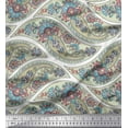 thumbnail image 1 of Soimoi Cotton Cambric Fabric Waves,Floral & Paisley Printed Fabric 1 Yard 42 Inch Wide, 1 of 1