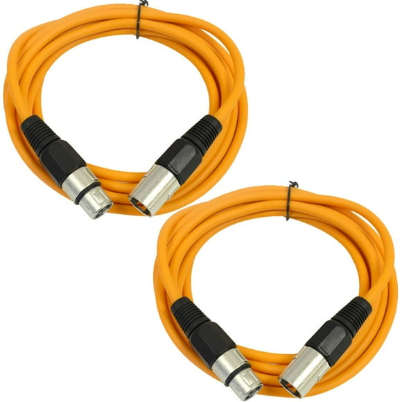 Seismic Audio - SAXLX-6-2 Pack of 6' XLR Male to XLR Female Patch Cables - Balanced - 6 Foot Patch Cord - Orange and Orange