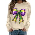 thumbnail image 2 of Xuyuer Women's Carnival Printed Long Sleeved Round Neck Mardi Gras Sweatshirt Carnival Outfits Women Carnival Sweatshirts Fat Tuesday Fashionable Pullover Tops, 2 of 6