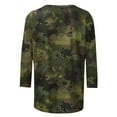 thumbnail image 4 of QQAMB Womens Tops Camouflage 3/4 Sleeve Crewneck T-Shirts Blouse Trendy Casual Loose Workout T-Shirts Army Green L, 4 of 5