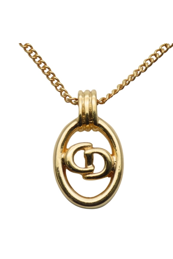 Pre-Owned Christian Dior CD logo necklace in gold-plated metal. GP. Women's. (Good)