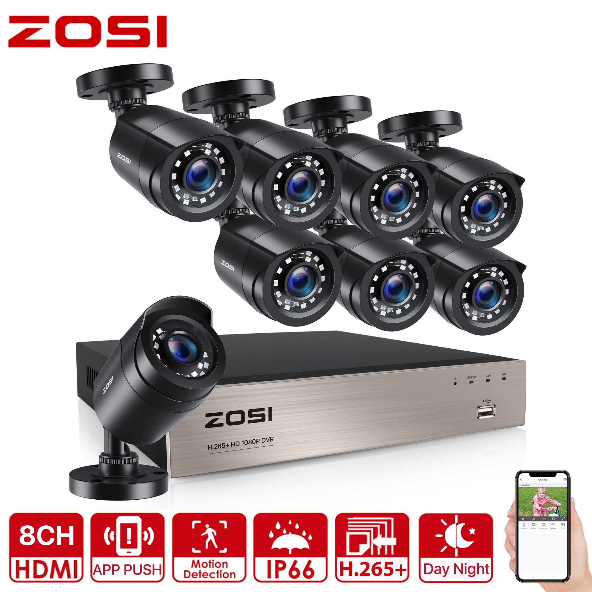 ZOSI 5MP HD Smart Outdoor Wireless Security Camera, 365 Pan/Tilt, Ai Face/Car/Sound Detect, Color Night Vision, 2-Way Audio, Black&White
