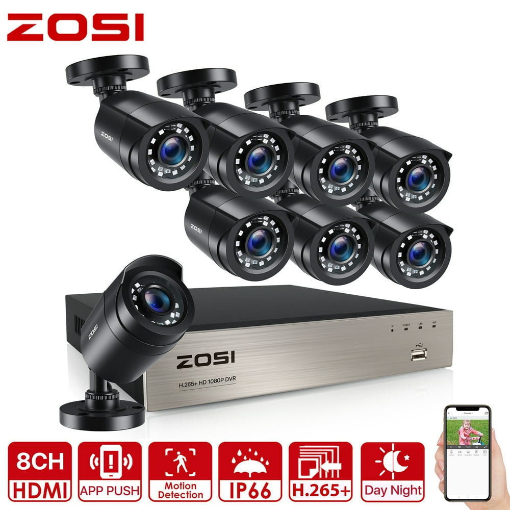 ZOSI H.265+ 8CH 5MP Lite DVR 1080P Home Security Camera System Outdoor