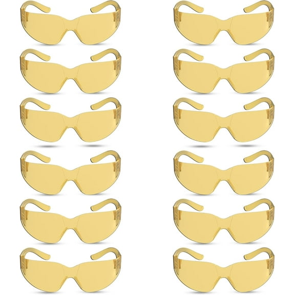 RUGGED BLUE - Work Safety Glasses For Men | Ansi Z87 Certified protective eyewear For Shooting Range | Anti-Scratch Outdoor Glasses | Construction/Lab Safety Glasses | Safety Goggles - 12 Pack Amber