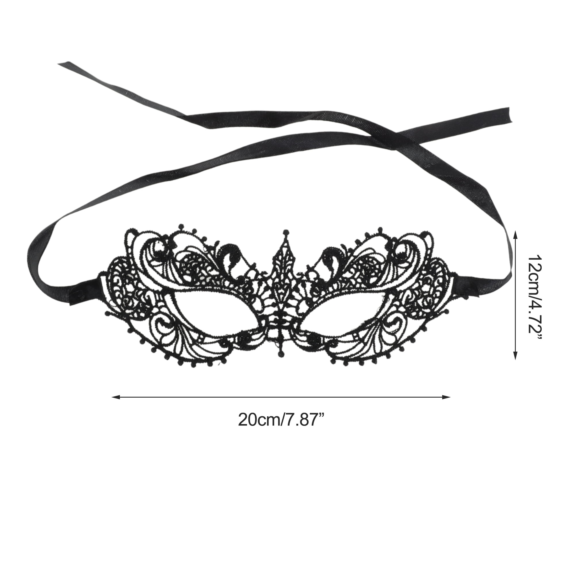 Unique Bargains Elegant Lace Half Face Party Mask in Black 1 Pcs Black Pattern 10