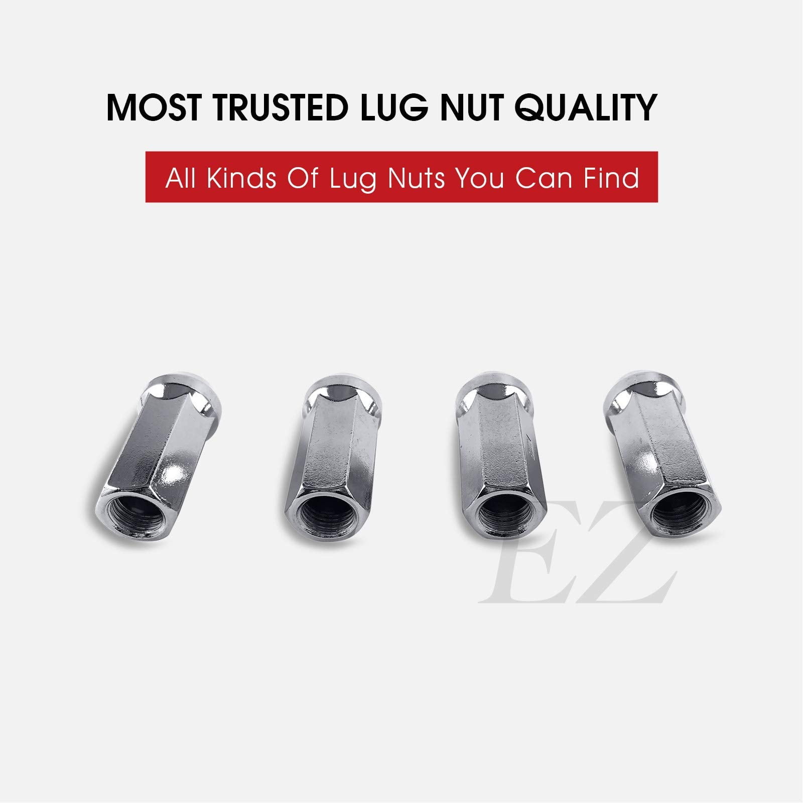 EZAccessory 20 Long Open End Bulge Acorn Lug Nuts 9/16" Thread 3/4" Long 1.9" Chrome