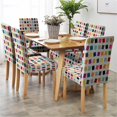 thumbnail image 3 of Colorful Grid Chair Covers Abstract Boho Dining Chair Cover Stretch Dining Chair Slipcover Removable Washable Kitchen Chair Cover Parson Chair Covers Set of 6 Living Room Chair Covers, 3 of 6