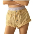 thumbnail image 3 of LEBONYARD Women's Running Shorts High Waisted,Women's Shorts in Comfortable and Soft Materials,Women's Summer Elastic Waist Stripe Button Casual Shorts Purple M, 3 of 8