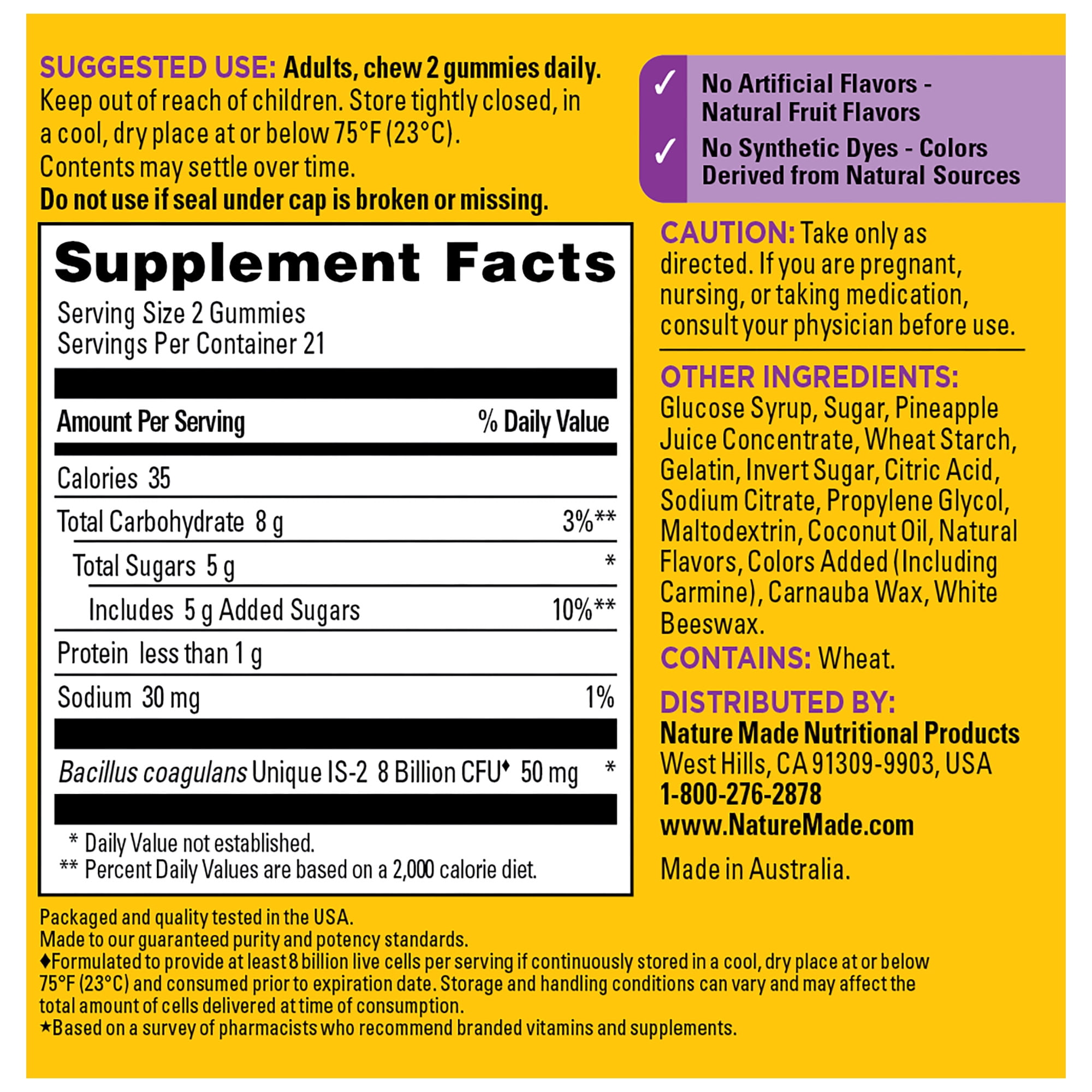 Nature Made Digestive Probiotics Gummies, 42 Count