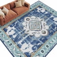 thumbnail image 3 of 5x8 Area Rugs, Blue Boho Non-Skid Rubber Backing Large Rectangle Rugs - Living Room Bedroom Home Office, Farmhouse Bohemian Medallion Oriental Flower Indoor Floor Mat Carpets Washable Rug, 3 of 9