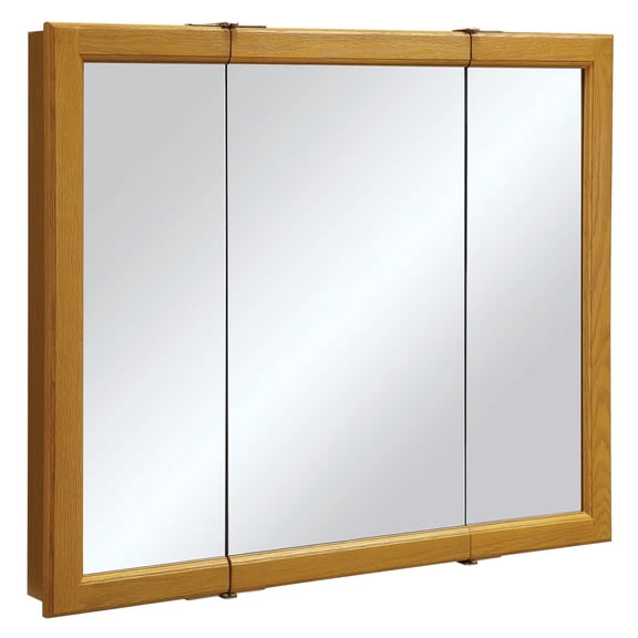 Bowery Hill Wood Honey Oak Medicine Cabinet Rectangular Water Resistant 36" Assembled