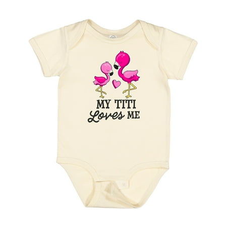 

Inktastic My Titi Loves Me with Two Flamingos Gift Baby Boy or Baby Girl Bodysuit