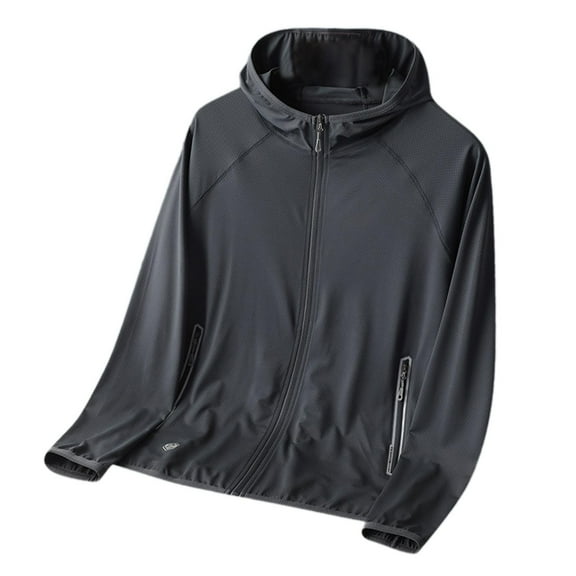yuksok Mens Sun Protection Jacket Full Zip Hoodie Jacket for Workout Riding Cycling
