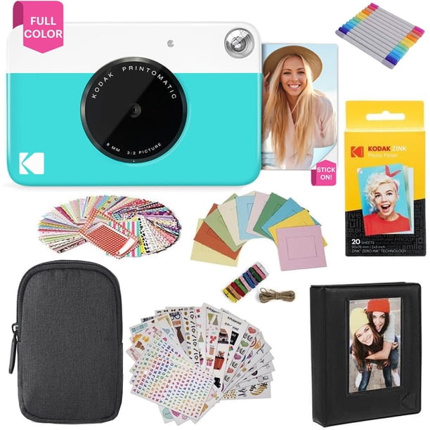 Cámara de impresión instantánea KODAK Printomatic Paquete de Regalo Funda Papel fotográfico Zink 2 x 3 Pulgadas 20 Unidades álbum Juegos de Pegatinas Marcos Colgantes