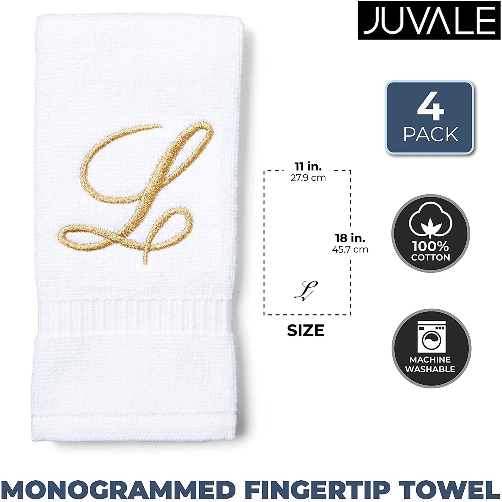 Monogrammed Towels Fingertip, Personalized Gift, 11 x 18 Inches