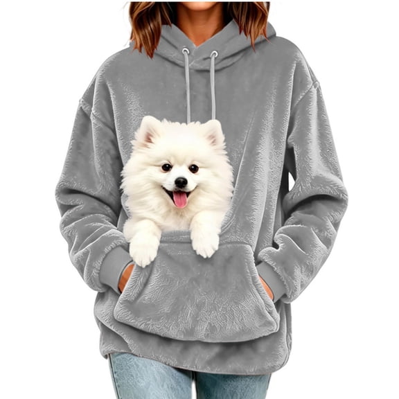 RRJ Women's Fall Winter Hooded Pullover Sweatshirt Casual Cute Tops with Pocket Long Sleeve Lounge Outerwear, Gray S