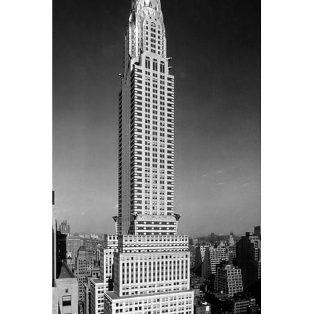 1930s-1940s Tall Narrow Vertical View of Art Deco Style Chrysler Building Lexington Ave 42nd St Print Wall (Best View Of Chrysler Building)