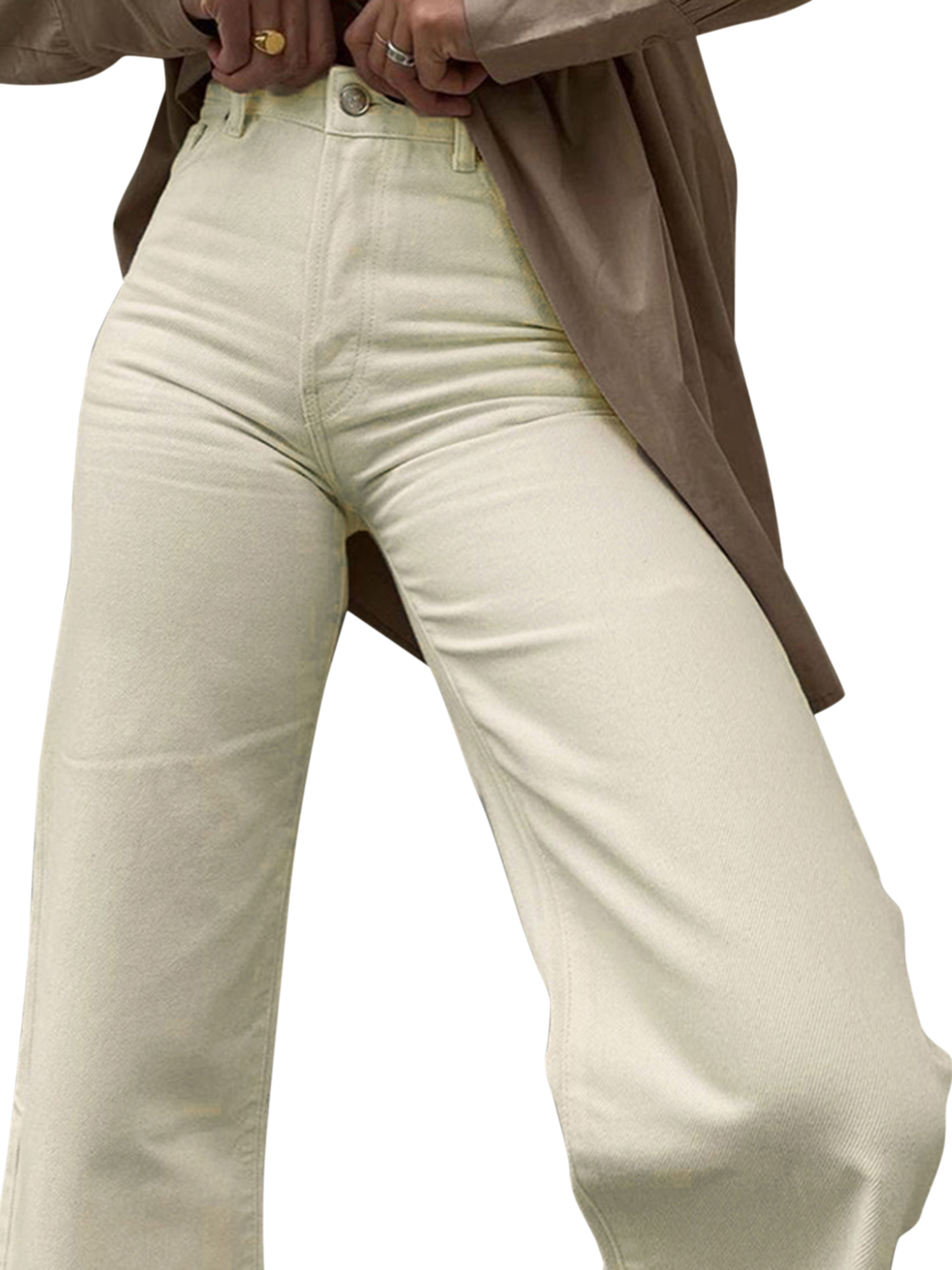 Seyurigaoka Female Solid Color High Waist Jeans Trousers Straight-Leg Pants - image 4 of 5
