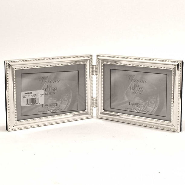 4x6 Hinged Double (Horizontal) Metal Picture Frame SilverPlate with