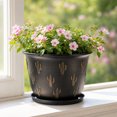 thumbnail image 2 of Thickened Plastic Flower Pot For Outdoor Sun Protection, Home Gardening Planter With Base Tray, UV Resistant Container For Balcony Yard Planting, 2 of 6
