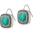 thumbnail image 4 of Stainless Steel Antiqued & Polished Imit. Turquoise Shepherd Hook Earrings (19 X 19) Made In China sre700, 4 of 6