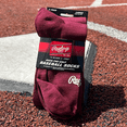 thumbnail image 2 of Rawlings Adult Large Over The Calf Breathable/Nylon Blend Baseball Socks, Maroon, 2 of 6