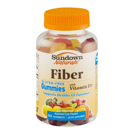 Sundown Naturals fibre Gummie avec la vitamine D3 saveur de fruits assortis - 50 CT