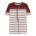 thumbnail image 4 of Delayuji Women's Spring Round Neck Splicing Striped Loose Casual Short Sleeve T Shirt Red Xl Polyester,Spandex Short Sleeve Shirts for Women, 4 of 4