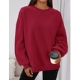 thumbnail image 3 of Sudadera PRETTYGARDEN para Mujer Oversized con Cuello Redondo Roja, 3 of 6