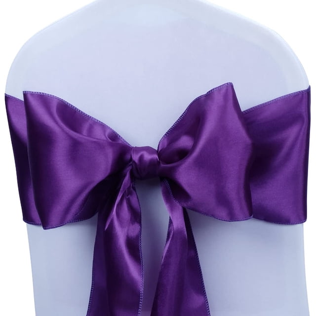 Cintas para sillas Babenest satinadas, 7 x 108 pulgadas, color morado, 10 unidades