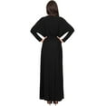 thumbnail image 4 of KOH KOH Long Sleeve Asymmetric Slit Fall Winter Evening Flowy Empire Waist Full Floor Length Cocktail Formal V-Neck Tall Maxi Dress Gown For Women Black XXXX-Large US 26-28 NT060, 4 of 5
