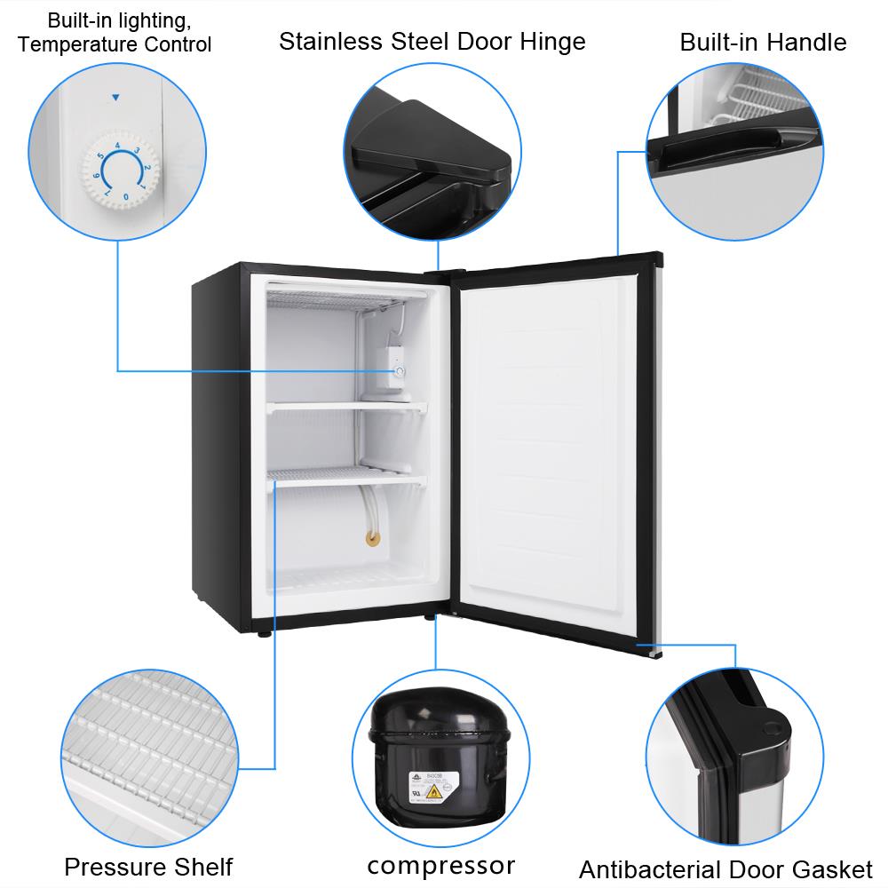 ZOKOP 3.0 Cu.ft Stainless Steel Single Door Mini Refrigerator Compact Freezer for Dorm, Office - image 4 of 8