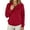Red, variant on Bibifish Womens Hoodies Waffle Oversized V Neck Button Down Hoodies Fall Winter Drawstring Pullover Ladies Hooded sweatshirts With Pocket
