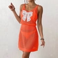 thumbnail image 4 of BOBOGOJP Womens Swimsuit Cover Up 2026 Summer Bathing Suit Cover ups Hollow Out Slit Bikini Cover Up Crochet Beach Dress Orange for Size M, 4 of 7