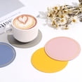 thumbnail image 4 of 4 Piezas de Posavasos de Cuero, Posavasos Redondos para Mesa de Café, Regalos de Inauguración de Casa (4 Pulgadas, Oro/Azul), 4 of 7