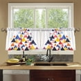thumbnail image 4 of Yayeee Kitchen Curtains Tier Set of 2 Light Filtering 57"x36" Over Sink Window Panels, White Abstract Triangles, 4 of 7