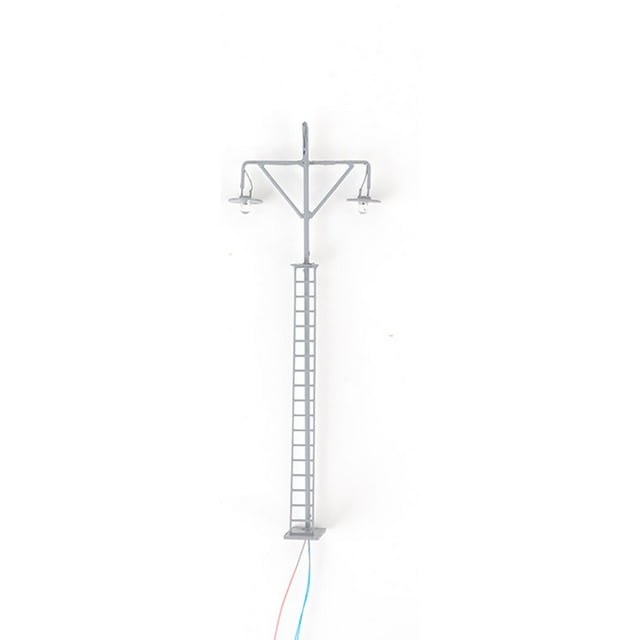 Model Railway Light Warm White Modes Miniature LED Lamppost Yard Micro Two-Heads Park Lamps Table Layout Decorations Gray(White Light)