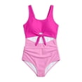 thumbnail image 3 of REDARER Girls Colorblock Cutout One Piece Swimsuit, Tie Front Bathing Suit,15-16 Years, 3 of 4