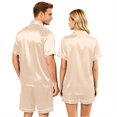 thumbnail image 5 of Hkoxplj Couple Matching Pajamas Sets Silk Short Sleeve Button Down Sleepwear Satin Pjs Shorts Set Soft Loungewear, 5 of 7