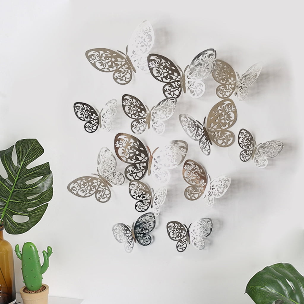 ONHUON 3D Hollow Butterfly Wall Stickers Home Decor Cardboard Butterfly