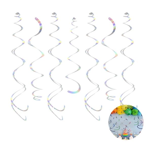 Durable Hanging Swirl Streamers,Set of 24 Party Swirl Decoration for Indoor,Iridescent White Shinny Hanging Swirl Decorations for Wedding,Birthday