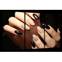 Elephant Stock Classy Neutral Nails Wall Art - Horizontal Multi Panel Canvas - Salon Wall Decor - Fashion And Beauty Multi Panel - Black And Beige Decor - 57" x 36"