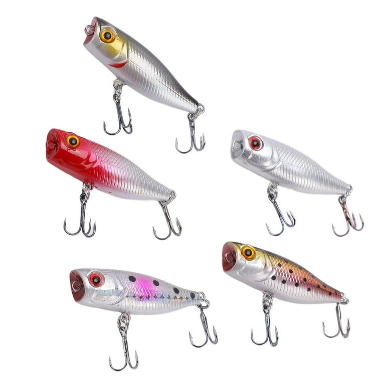 5pcs 4.5cm/1.8in 3.5g Fishing Lures Bass Hard Baits Topwater Poppers Lures  3D Eyes Lifelike Swimbaits for Freshwater Saltwater