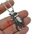 thumbnail image 2 of White Gold Tone Polo Horse Jockey Brown Stones Gun Shooter Pendant Charm + Chain, 2 of 4