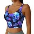 thumbnail image 2 of Fotbe cool crystal Skull flower Pattern Womens' Sports Bra Longline Wirefree Padded with Medium Support Sports Moisture-Wicking Workou Vest,Tank Top-Large, 2 of 7