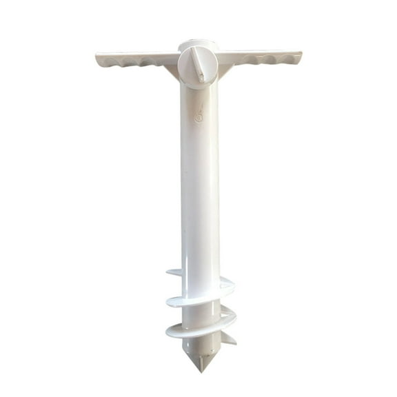 JeashCHAT Beach Umbrella Sand Anchor , Umbrella Base with 3 Spiral Screw, Beach Accessories, Umbrella Holder Stand Resist Strong Winds, One Size Fits Most Beach Umbrella, White